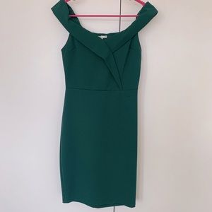 CR Emerald Off Shoulder Fitted Cocktail Dress